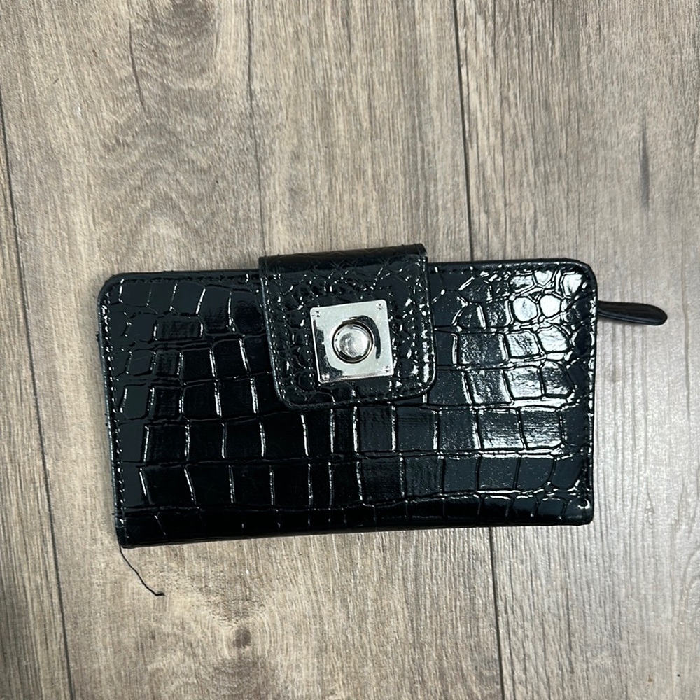 Black Crocodile Pattern Phone Wallet Case